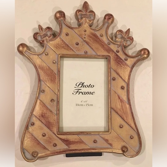 Hand-Painted Princess Crown Photo 4x6 Gold/Copper Wash Picture Frame - Picture 1 of 6